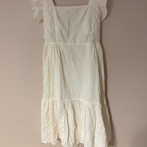 Madewell Ruffle Sleeve Dress XL Cottagecore White Dress Pockets - #6